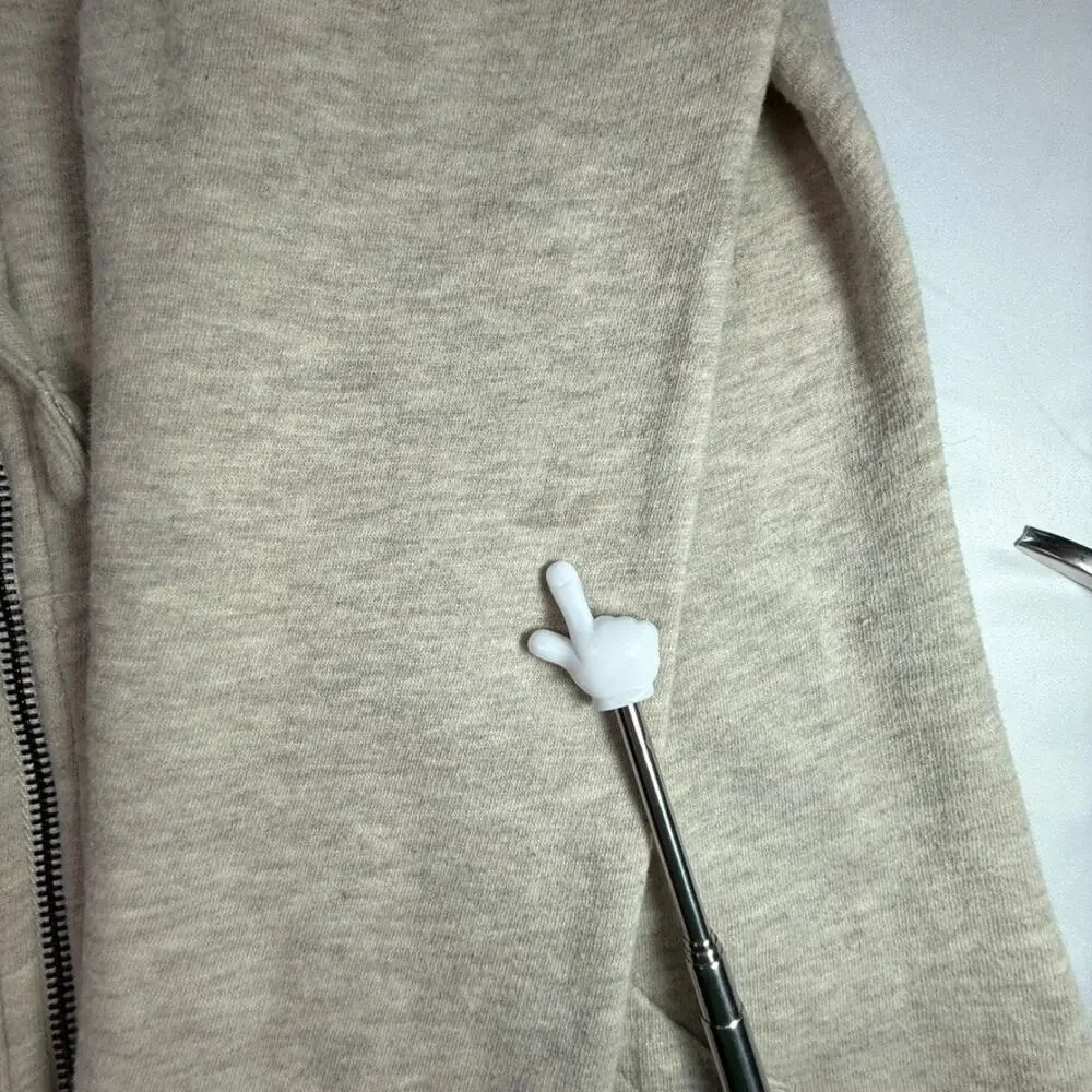 True Religion Gold Logo Full Zip Hoodie Sweatshirt Light Heather Oatmeal Size M - Picture 11 of 15